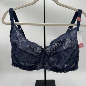 Cacique unlined full coverage Bra Lace Navy 42DDD NWT